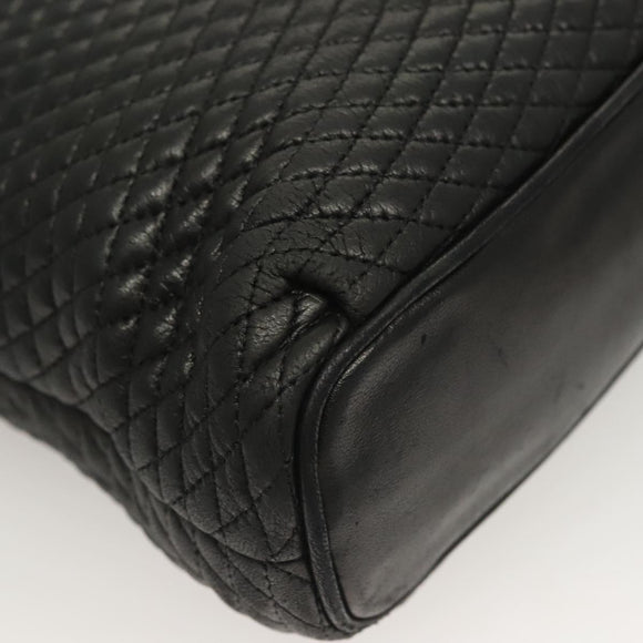 BALLY Chain Shoulder Bag Leather Black Gold Auth th6147