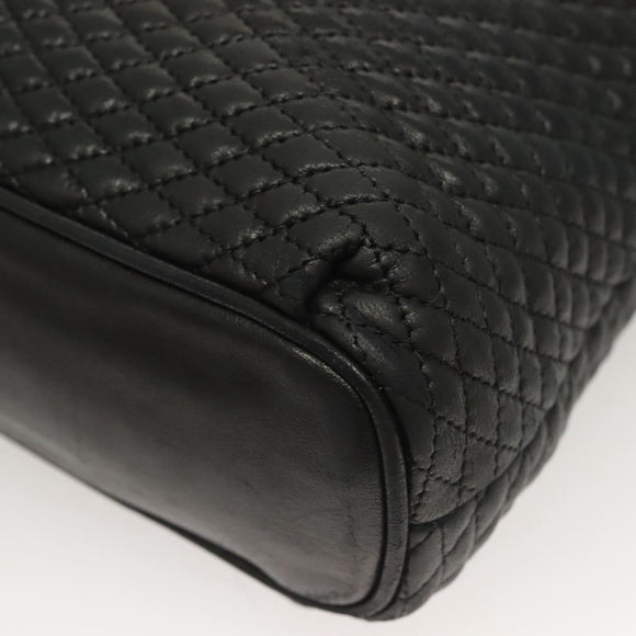 BALLY Chain Shoulder Bag Leather Black Gold Auth th6147