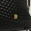 BALLY Chain Shoulder Bag Leather Black Gold Auth th6147-17