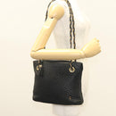 BALLY Chain Shoulder Bag Leather Black Gold Auth th6147-22