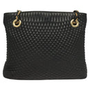BALLY Chain Shoulder Bag Leather Black Gold Auth th6147-2
