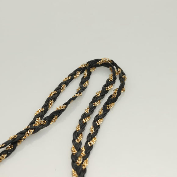 BALLY Chain Shoulder Bag Leather Black Gold Auth th6147