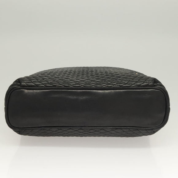 BALLY Chain Shoulder Bag Leather Black Gold Auth th6147