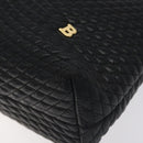 BALLY Quilted Chain Shoulder Bag Leather Black Gold Auth th6148-9
