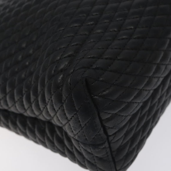 BALLY Quilted Chain Shoulder Bag Leather Black Gold Auth th6148