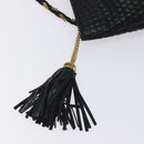 BALLY Quilted Chain Shoulder Bag Leather Black Gold Auth th6148-10