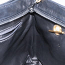 BALLY Quilted Chain Shoulder Bag Leather Black Gold Auth th6148-18