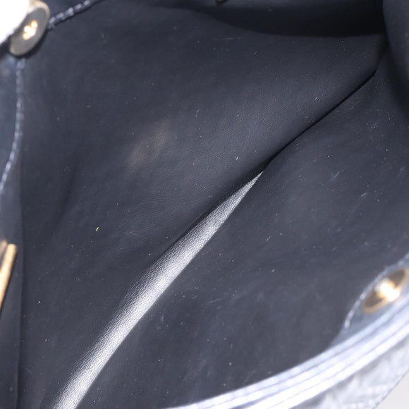 BALLY Quilted Chain Shoulder Bag Leather Black Gold Auth th6148