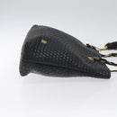 BALLY Quilted Chain Shoulder Bag Leather Black Gold Auth th6148-3