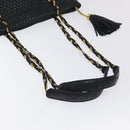 BALLY Quilted Chain Shoulder Bag Leather Black Gold Auth th6148-7