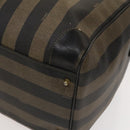 FENDI Pecan Canvas Boston Bag PVC 2way Black Brown Auth th6160-8