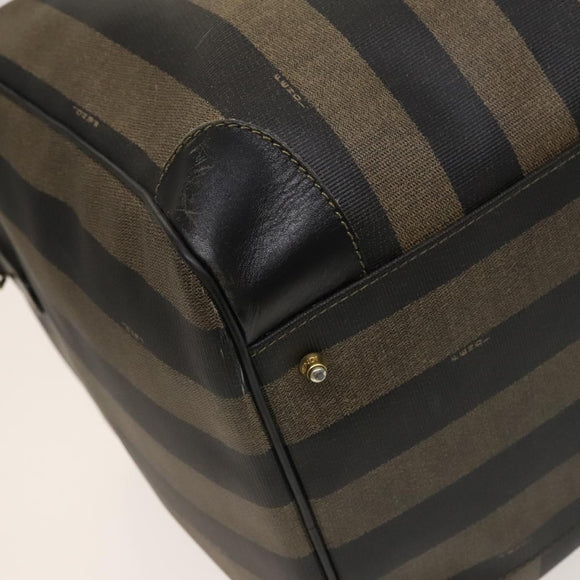 FENDI Pecan Canvas Boston Bag PVC 2way Black Brown Auth th6160