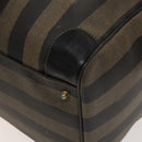 FENDI Pecan Canvas Boston Bag PVC 2way Black Brown Auth th6160-16