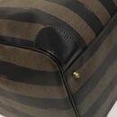 FENDI Pecan Canvas Boston Bag PVC 2way Black Brown Auth th6160-17