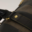 FENDI Pecan Canvas Boston Bag PVC 2way Black Brown Auth th6160-18