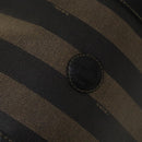 FENDI Pecan Canvas Boston Bag PVC 2way Black Brown Auth th6160-19