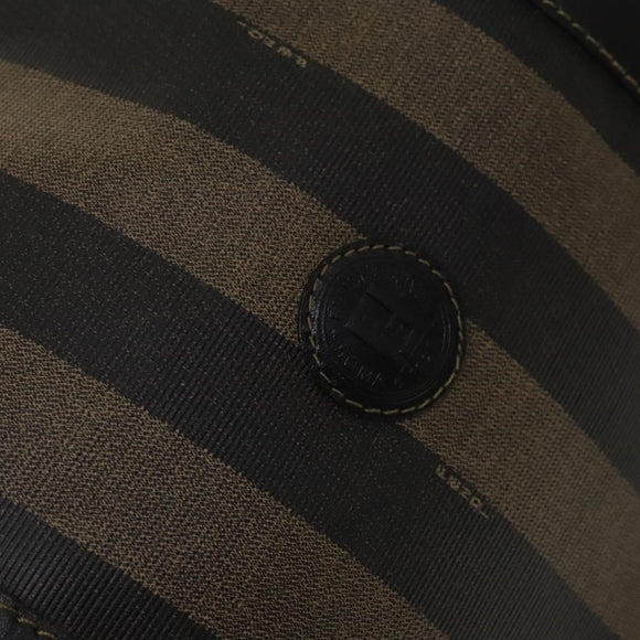 FENDI Pecan Canvas Boston Bag PVC 2way Black Brown Auth th6160