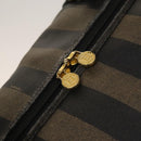 FENDI Pecan Canvas Boston Bag PVC 2way Black Brown Auth th6160-20