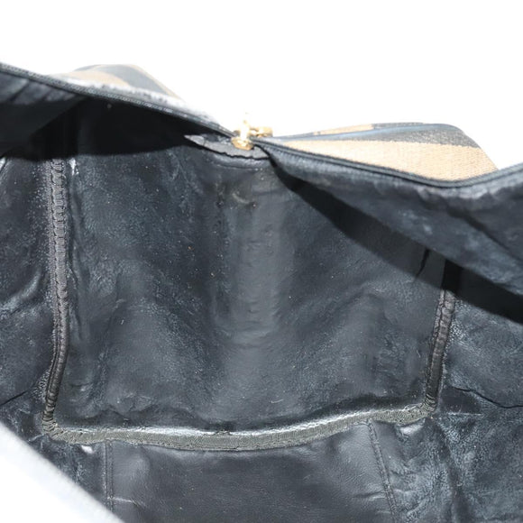 FENDI Pecan Canvas Boston Bag PVC 2way Black Brown Auth th6160
