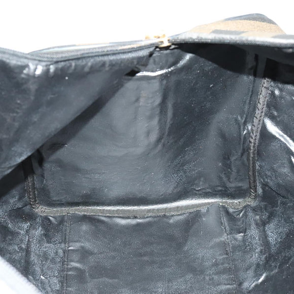 FENDI Pecan Canvas Boston Bag PVC 2way Black Brown Auth th6160