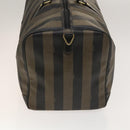 FENDI Pecan Canvas Boston Bag PVC 2way Black Brown Auth th6160-4