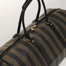 FENDI Pecan Canvas Boston Bag PVC 2way Black Brown Auth th6160-6