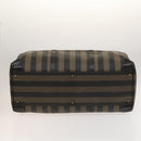 FENDI Pecan Canvas Boston Bag PVC 2way Black Brown Auth th6160-5