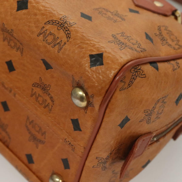 MCM Logogram Vicetos Hand Bag PVC Leather Brown Gold Auth th6169