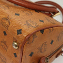 MCM Logogram Vicetos Hand Bag PVC Leather Brown Gold Auth th6169-16