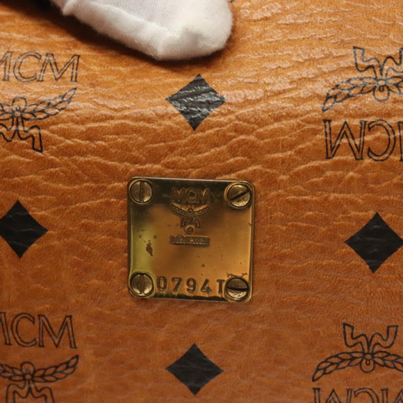 MCM Logogram Vicetos Hand Bag PVC Leather Brown Gold Auth th6169