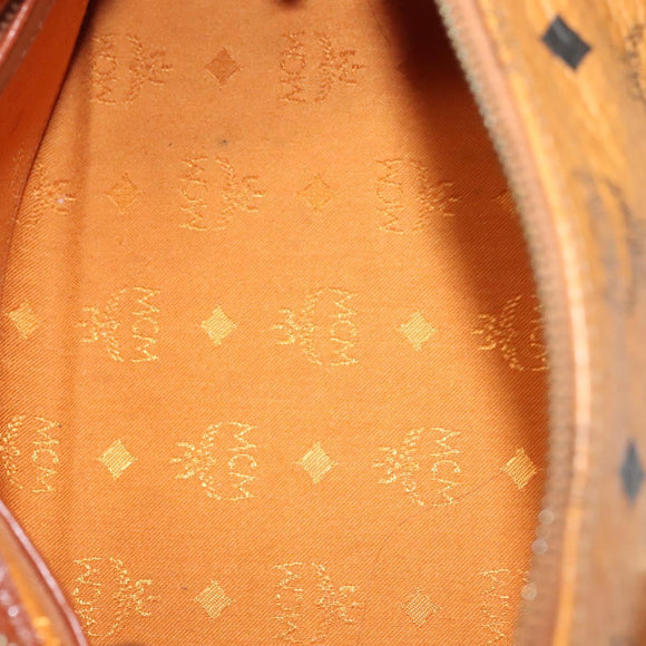 MCM Logogram Vicetos Hand Bag PVC Leather Brown Gold Auth th6169