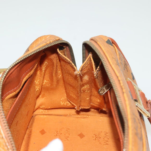 MCM Logogram Vicetos Hand Bag PVC Leather Brown Gold Auth th6169