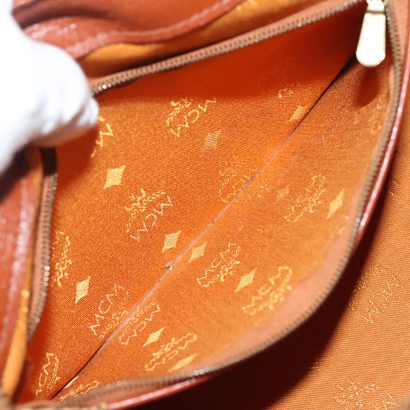 MCM Logogram Vicetos Hand Bag PVC Leather Brown Gold Auth th6169