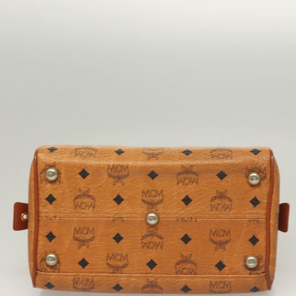 MCM Logogram Vicetos Hand Bag PVC Leather Brown Gold Auth th6169