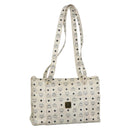 MCM Logogram Vicetos Tote Bag PVC Leather White Auth th6172-1