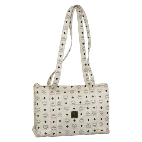 MCM Logogram Vicetos Tote Bag PVC Leather White Auth th6172