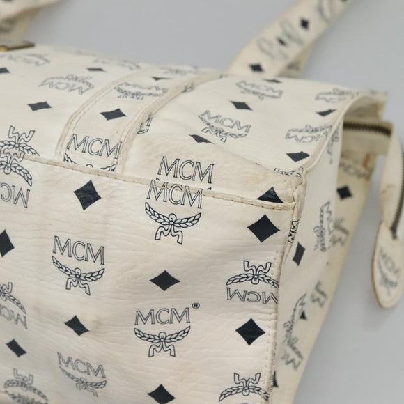 MCM Logogram Vicetos Tote Bag PVC Leather White Auth th6172
