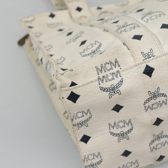 MCM Logogram Vicetos Tote Bag PVC Leather White Auth th6172