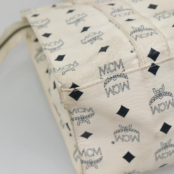 MCM Logogram Vicetos Tote Bag PVC Leather White Auth th6172