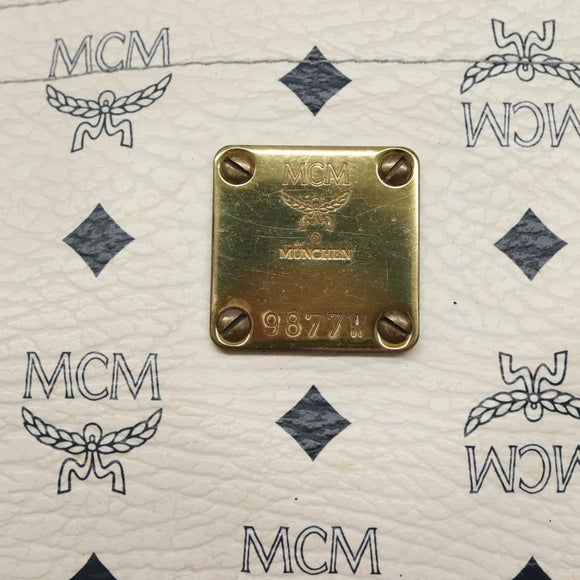 MCM Logogram Vicetos Tote Bag PVC Leather White Auth th6172