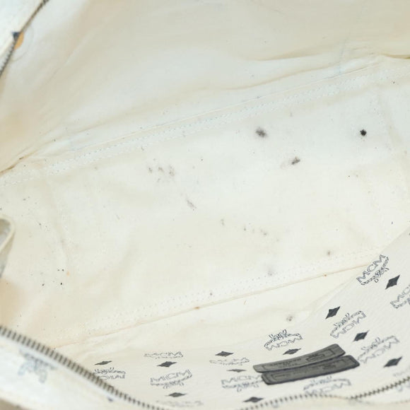 MCM Logogram Vicetos Tote Bag PVC Leather White Auth th6172