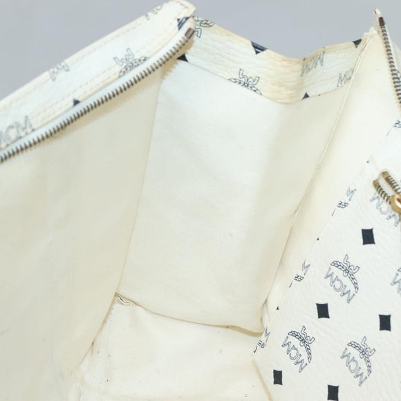 MCM Logogram Vicetos Tote Bag PVC Leather White Auth th6172
