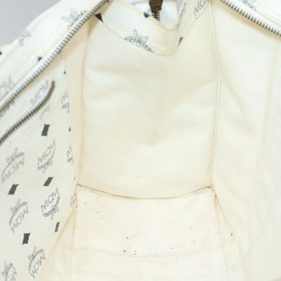 MCM Logogram Vicetos Tote Bag PVC Leather White Auth th6172