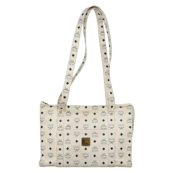 MCM Logogram Vicetos Tote Bag PVC Leather White Auth th6172