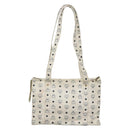 MCM Logogram Vicetos Tote Bag PVC Leather White Auth th6172-3