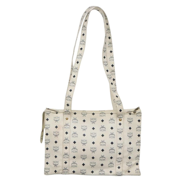 MCM Logogram Vicetos Tote Bag PVC Leather White Auth th6172