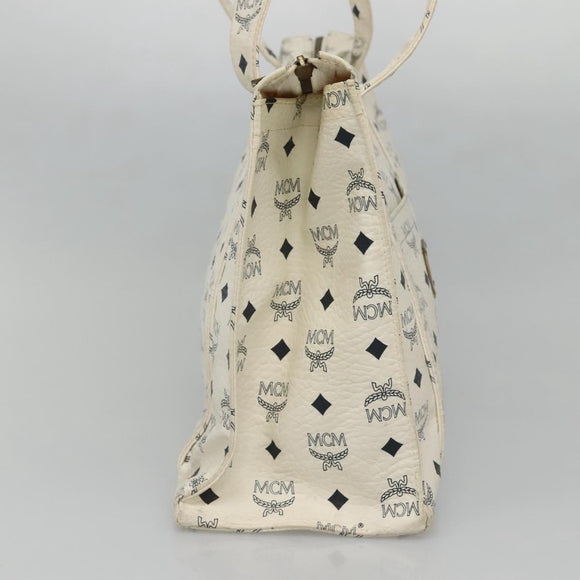 MCM Logogram Vicetos Tote Bag PVC Leather White Auth th6172