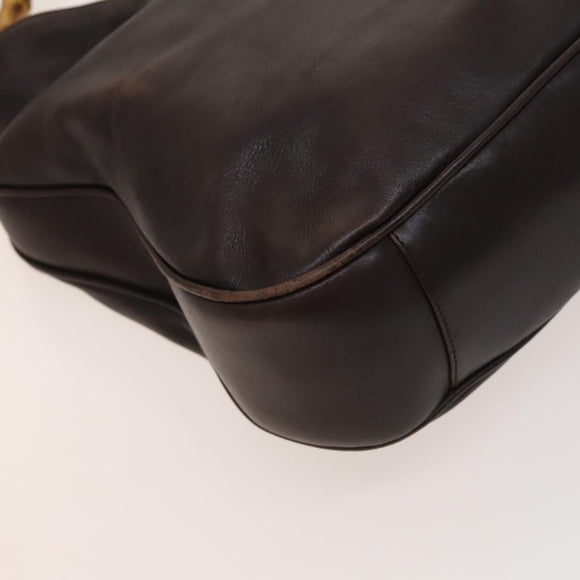 GUCCI Bamboo Hand Bag Leather 2way Brown Gold 001 2123 1577 Auth th6173