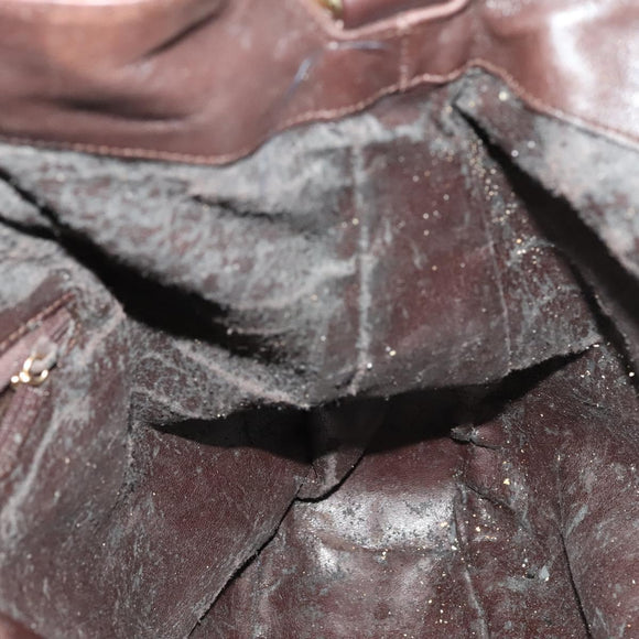 GUCCI Bamboo Hand Bag Leather 2way Brown Gold 001 2123 1577 Auth th6173