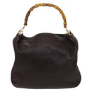 GUCCI Bamboo Hand Bag Leather 2way Brown Gold 001 2123 1577 Auth th6173-13